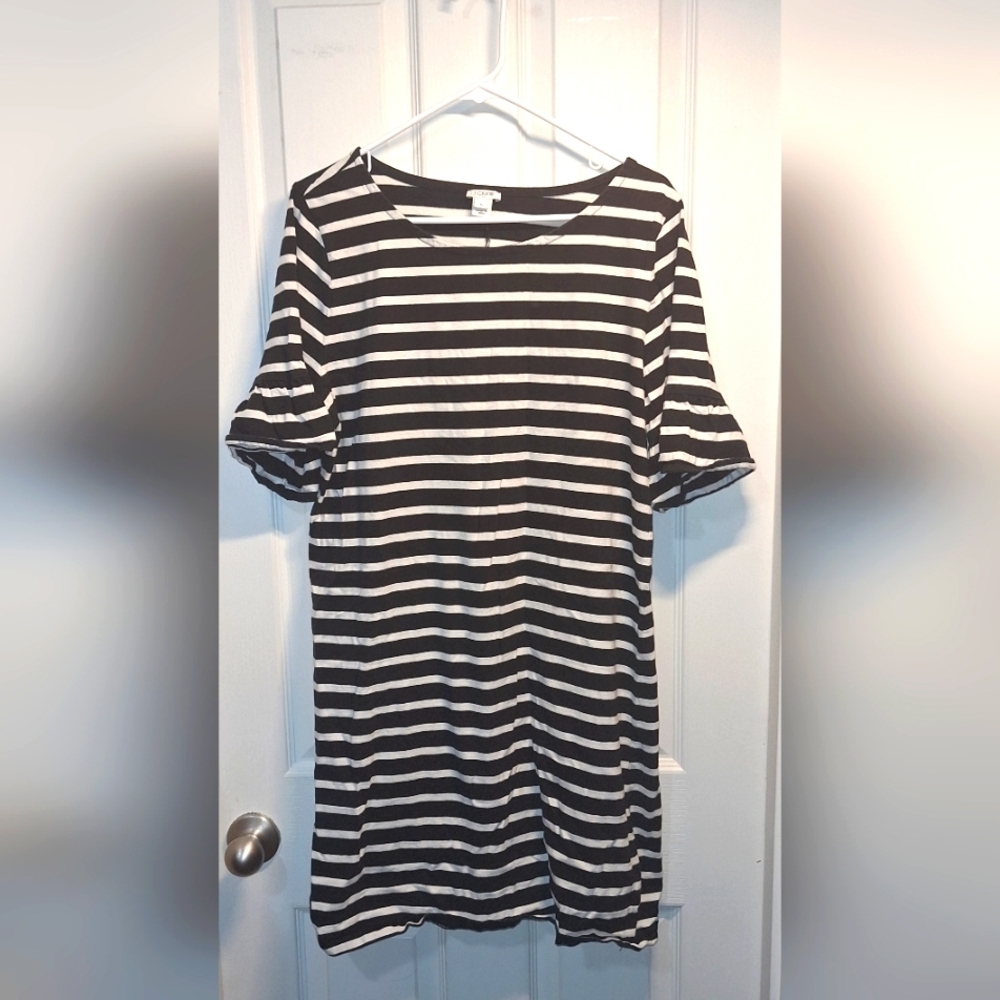 J. Crew Black White Stripe Tunic Top Dress XL